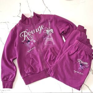 Best Kids Little Girls Purple Sweatsuit Set Joggers Sweatshirt Sweatpants Size 8